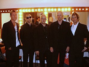 Delirious? in their dressing room in pinstriped suits Delirious? in their dressing room in pinstriped suits