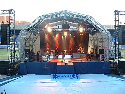 Delirious? on stage, as seen from the stand