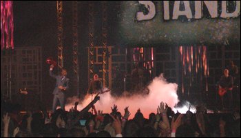 The band disappear in a cloud of smoke