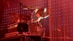 Stew headbutts his cymbals